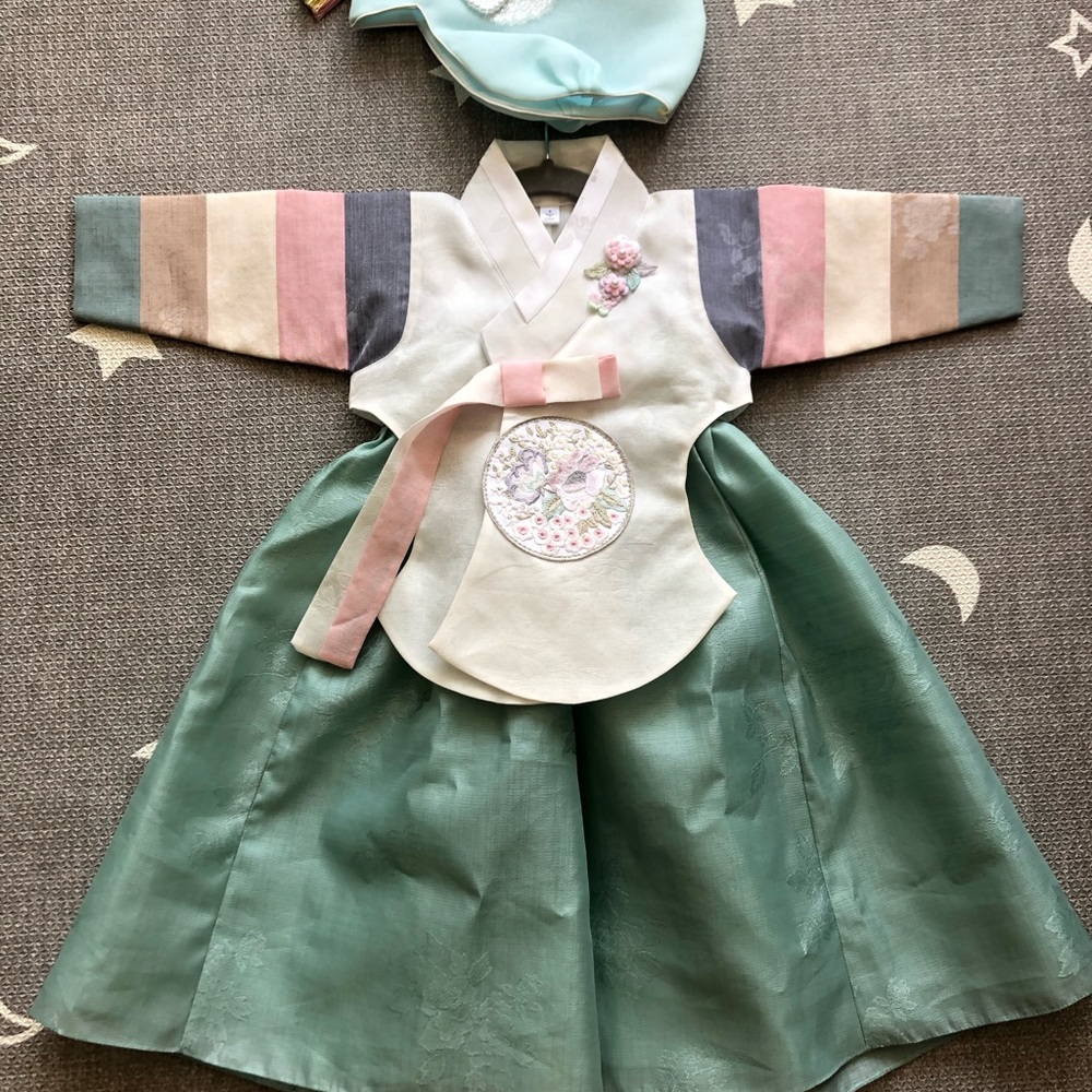 Pink and Cream Seasonal Korean Hanbok Costume Set